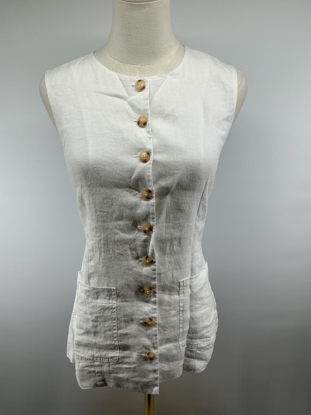 100% European Linen Longline Vest